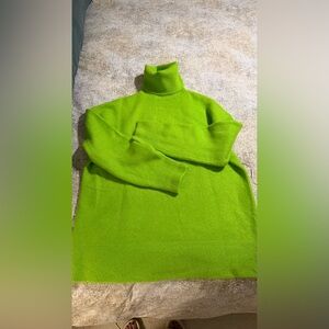 Oversized Green Turtleneck Sweater